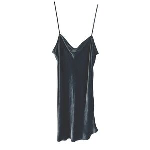 Reformation Velvet Slip Dress Mini Cami Dark Gray Silver Y2K Party Cocktail Flaw